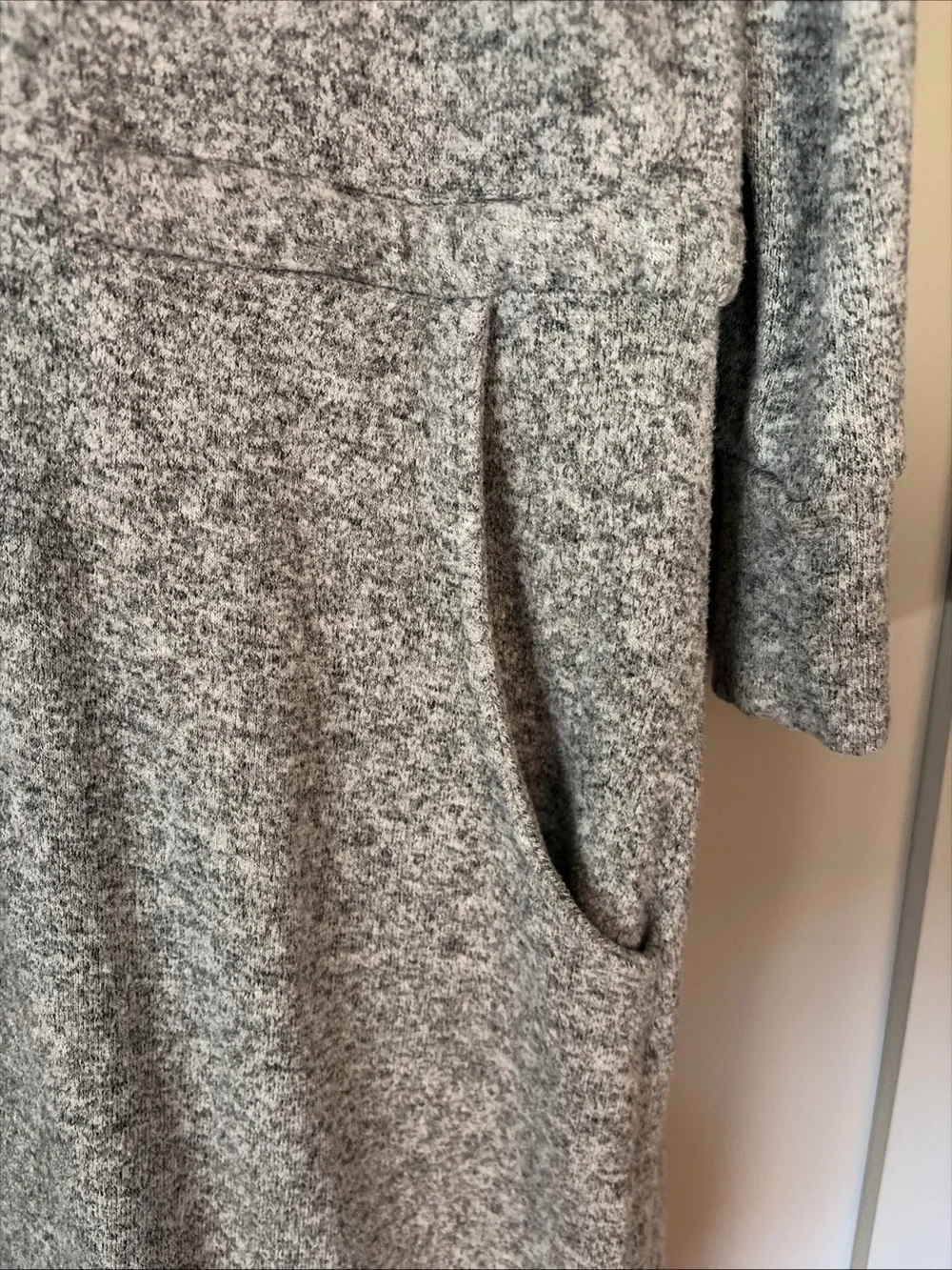 Soft Surroundings Gray Long Sleeve Drawstring Waist Knit Dress
